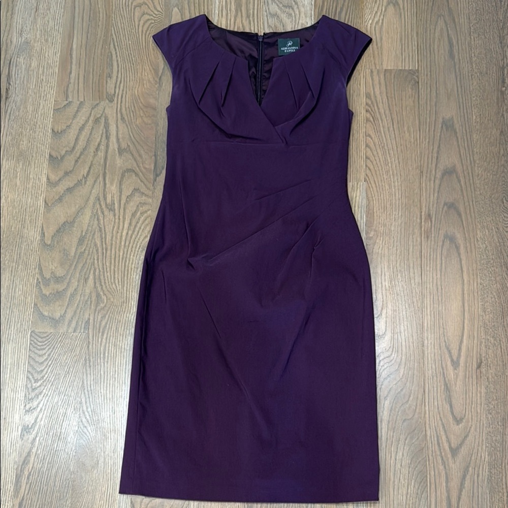 Adrianna Papell Purple Sheath Midi Dress with Cap Sleeves - Size 2